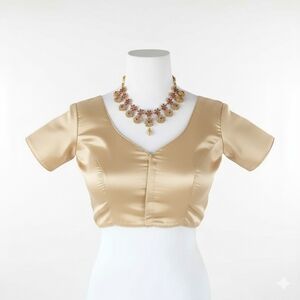 New silk blend saree / lehenga gold blouse